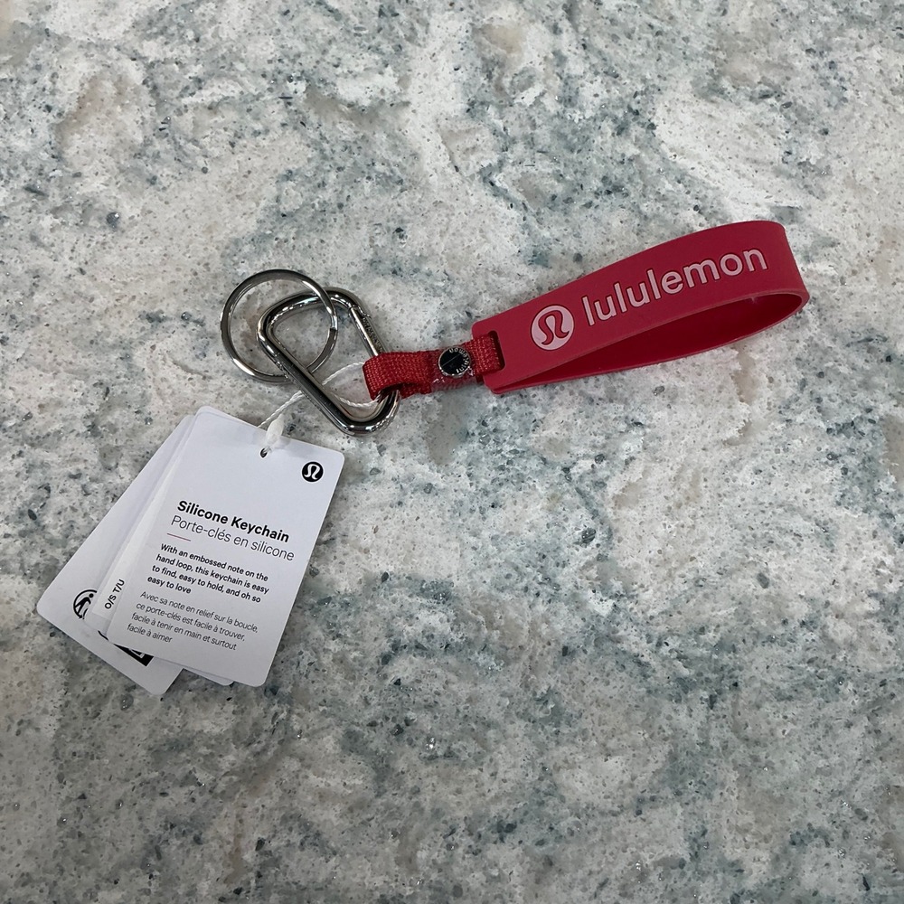Lululemon Keychain Silicone O/S Dark Red Pink Live In The Moment Carabiner NEW